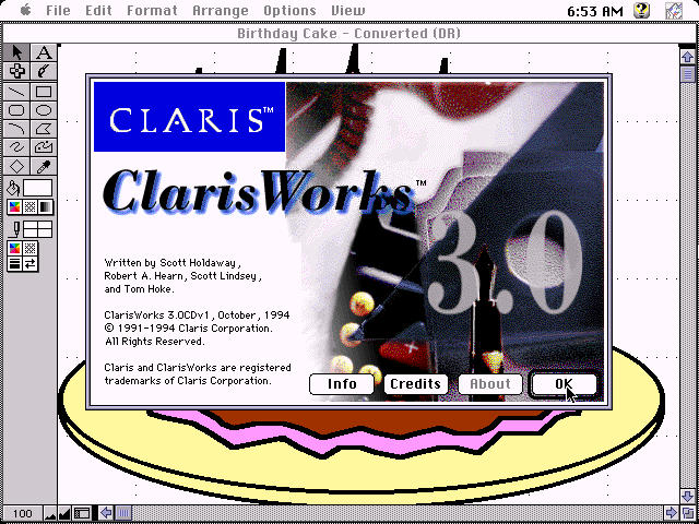 ClarisWorks 3 for Mac - About